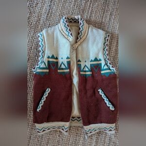 Vintage Reversible Knit Vest with Geometric Patterns